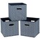 SEVENDOME Fabric Cloth Storage BinsFabric Cube Organizer with Dual Handles Foldable Cube Storage Baskets for Home Bedroom StorageSet of 3Grey Wave