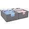 ANMINY 2PCS Closet Storage Baskets for Shelves 134 x 9 Inch Collapsible Fabric Storage Bins with Wood Handles Cloth Shelves Organizer Bins Decorative Fabric Baskets Small Gray
