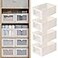 Pradnel Linen Closet Organizers And Storage 4 Pack Storage Bins Baskets for Organization Foldable Organizer with Clear Window Organizing Clothing Jeans Shelves