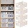 Pradnel Linen Closet Organizers And Storage 4 Pack Storage Bins Baskets for Organization Foldable Organizer with Clear Window Organizing Clothing Jeans Shelves