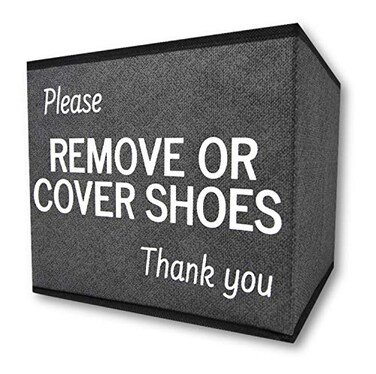 RE GOODS Shoe Covers Box Disposable Shoe Bootie Holder For Realtor Listings and Open Houses Please Cover or Remove Shoes Bin Shoe Bootie Box