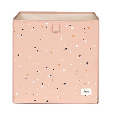 3 Sprouts Recycled Fabric Cube Storage Bin 13 Inch Collapsible Organizer for Cube Shelving Systems Kids Cubby Bins Terrazzo Clay