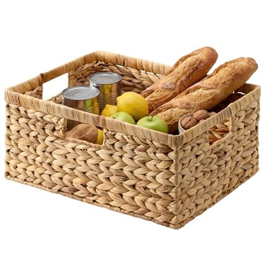 StorageWorks Extra Large Wicker Baskets for Organizing Water Hyacinth Storage Basket with Builtin Handles 1 Pack