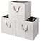 i BKGOO Foldable Storage Cube Bins BeigeWhite Bamboo Fabric Collapsible Resistant Basket Box Organizer with Cotton Rope Handle for Home Office and Nursery 13x13x13 inch