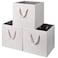 i BKGOO Foldable Storage Cube Bins BeigeWhite Bamboo Fabric Collapsible Resistant Basket Box Organizer with Cotton Rope Handle for Home Office and Nursery 13x13x13 inch
