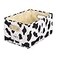 ANMINY Fabric Storage Bin Cow Print Cotton Linen Foldable Open Storage Basket Box with Handles PP Plastic Board Label Window Pocket Decorative Washable Desktop Closet Shelf Organizer Container Small