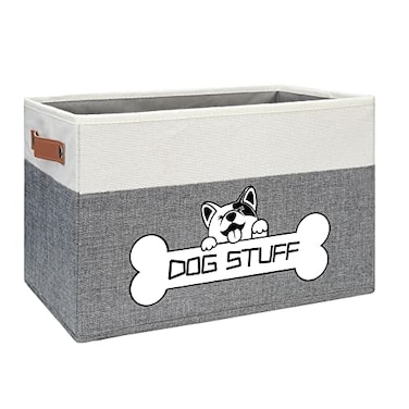Thankspaw Foldable Dog Toy Box Fabric Pet Storage Folding Organizer Home Dcor Bin with Handle Collapsible Storage Basket for Pet Leash Blanket Chew Toys and Accessories