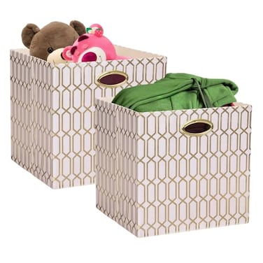 Posprica Storage Bins Storage Cubes1313 Fabric Drawers Organizer Basket Boxes Containers 1313132pcs Creamgold geometry Pattern