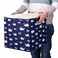 HSDT 13x13x13 Inch Collapsible Storage Cubes 3 Pack Blue Nautical Ocean Themed with White Whale Pattern Sturdy Cloth Cubes with Cardboard Support for Cubby Storage