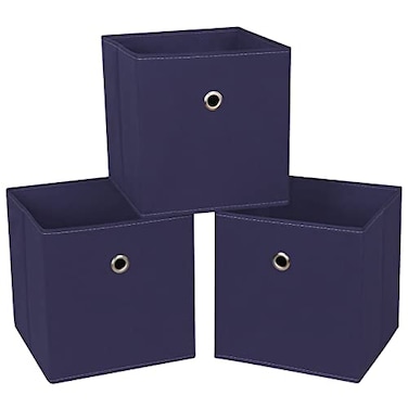 NieEnjoy Black Foldable Storage Cubes Bins 11 Inch Cloth Storage Cube Fabric Storage Box Cubes Organizer Baskets with Handles for Home Organizer Set of 3 Navy Blue