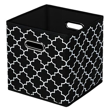 HEAYEEG Black Foldable Storage Cubes Bins Fabric Storage Box Cubes Organizer Baskets with Dual Handles for Home Organizer Black Light