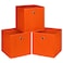 NieEnjoy Foldable Storage Cubes Bins 11 Inch Cloth Storage Cube Fabric Storage Box Cubes Organizer Baskets with Dual Handles for Home Organizer Set of 3 Orange