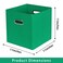 Yunkeeper Green Foldable Storage Bins 11x11x11 Set of 3 Fabric Cube Organizer with Handle for Cloth or Accessory Storage