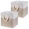 HSDT Fabric Cube Storage Bins 13x13x125 Inch LightBrown Cube Storage Boxes Collapsible Large Cloth Organizer Baskets with Cotton Rops Handles for Storage Cubbies or Closet Shelf QYSC262