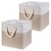 HSDT Fabric Cube Storage Bins 13x13x125 Inch LightBrown Cube Storage Boxes Collapsible Large Cloth Organizer Baskets with Cotton Rops Handles for Storage Cubbies or Closet Shelf QYSC262