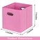 Yunkeeper Fabric storage bins Cubes Fabric Cube Organizer with Handle Foldable Cube Bins for Cloth or Accessary Storage 11x11x11 Set of 3 Pink