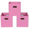 Yunkeeper Fabric storage bins Cubes Fabric Cube Organizer with Handle Foldable Cube Bins for Cloth or Accessary Storage 11x11x11 Set of 3 Pink