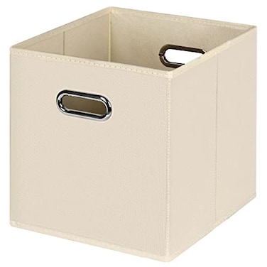 HEAYEEG Black Foldable Storage Cubes Bins Fabric Storage Box Cubes Organizer Baskets with Dual Handles for Home OrganizerCreamyWhite