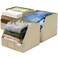 VIVIDECOR Open Front Storage Cubes 12x12x10 Trapezoid Closet Shelf Bins Easy Access Fabric Organizer for Clothes Towels Sweaters Brown 3 Pack