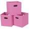 Yunkeeper Black Fabric Cubby Storage Bins13x13x13 Inches Cube Organizer Bin Foldable Storage Boxes with Dual Handles Fabric Organizer Box and collapsible Storage basketSet of 3 Pink