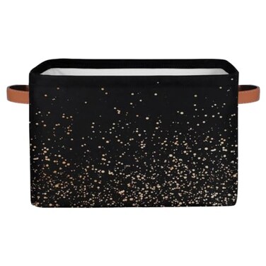 SinSenMa Black Gold Storage Baskets with HandlesFoldable Cubes Storage Box BinWaterproof Open Shelf Basket Organizer for Clothes Toy Gift Basket