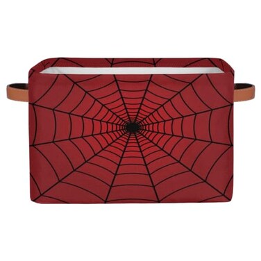 SinSenMa Red Spiders Web Storage BasketsEmpty Gift Basket Foldable Cubes Storage Box BinWaterproof Open Shelf Basket Organizer for Clothes Toy Bedroom Nursery Home Decorative