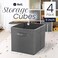 Reli. Reli 11 Inch Cube Storage Bins 4 Pack Cube Organizer Bins 11x11 Fabric Storage Boxes Collapsible Foldable Fabric Cubby Box Square Kids Room Organization Dark Gray
