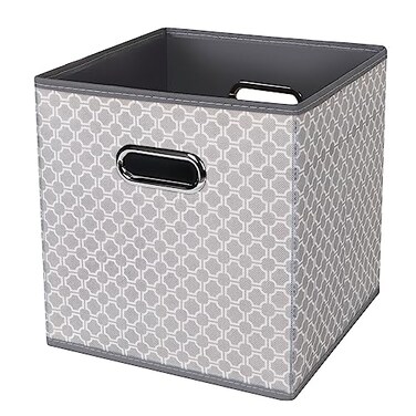 HEAYEEG Black Foldable Storage Cubes Bins Fabric Storage Box Cubes Organizer Baskets with Dual Handles for Home Organizer Grey Light