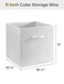 StorageWorks White Storage Cubes 11inch Leather Bins with Handle Cube Organizer Baskets for Shelves and Closet Collapsible Storage Bins 4Pack