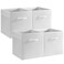 StorageWorks White Storage Cubes 11inch Leather Bins with Handle Cube Organizer Baskets for Shelves and Closet Collapsible Storage Bins 4Pack