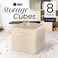 Reli. Reli 11 Inch Cube Storage Bins 8 Pack Cube Organizer Bins 11x11 Fabric Storage Boxes Collapsible Foldable Fabric Cubby Box Square Kids Room Organization Beige