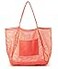HOXIS Mesh Beach Tote Womens Shoulder Handbag Large Coral