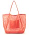 HOXIS Mesh Beach Tote Womens Shoulder Handbag Large Coral