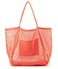 HOXIS Mesh Beach Tote Womens Shoulder Handbag Large Coral