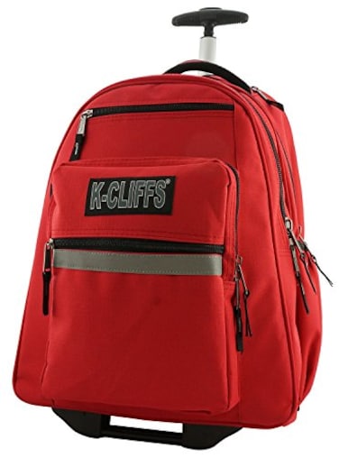 K-Cliffs KCliffs Heavy Duty Rolling Backpack School Bookbag with Wheels Deluxe Wheeled Daypack