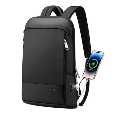 BOPai Slim Laptop Thin Business Backpack with Bottle Holder USB Charging Professional for Men Notebook Work Office Anti Theft Smart Computer 15156 inch Back pack Light Black