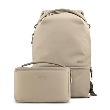 Urth Arkose 20L Modular Backpack 37L Camera Insert Water Resistant AntiTheft Recycled Bag for DSLRSLRMirrorless 1316 Inch Laptop in Beige