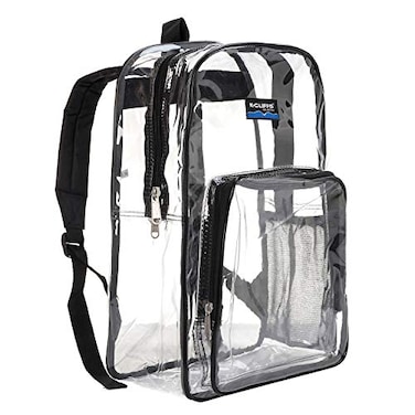 K-Cliffs KCliffs Clear Backpack Classic See Through Bookbag Basic Transparent Daypack Simple for Security Checkpoint Black V2