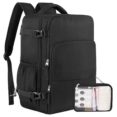 Sinaliy Travel Backpack Carry on Flight approved Travel Bag with MultiPockets Waterproof 173inch Laptop Backpack for Men Women Black