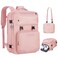 Maelstrom Travel Backpack for Women Men25L Laptop Backpack Fits 156Inch LaptopWaterproof Carry On Backpack for Airplanes with Detachable Crossbody Bag Shoe Compartment Pink Medium