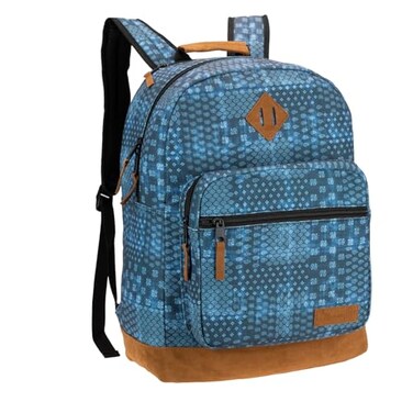 Wrangler Yellowstone Sturdy Backpack for Travel Classic Logo Water Resistant Casual Daypack for Travel with Padded Laptop Notebook Sleeve Teal Patterned