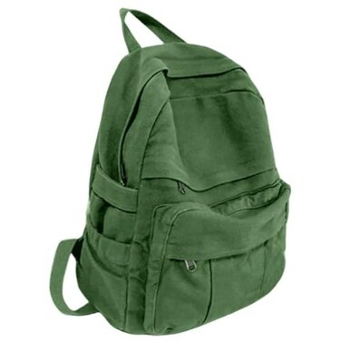 GAMLFL Green Canvas Backpack for Women Retro Aesthetic Rucksack Basic Backpack for High SchoolCollege Students Travel Laptop Bag