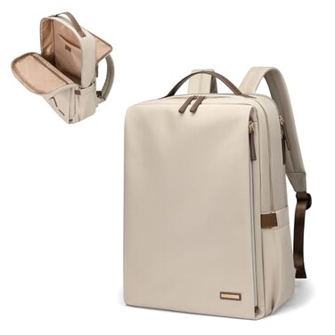 GOLF SUPAGS Stylish Laptop Backpack for Women Airline Approved Perfect for Work College and Travel MultiFunctional Casual Daypack Fits 14 Inch Notebook Apricot