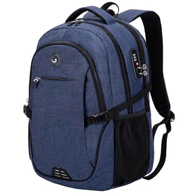 SHRRADOO Anti Theft Laptop Backpack Travel Backpacks with Combination Lock for Women Men College Backpack Computer Bag Fits 17 Inch LaptopRoyal Blue