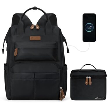 Maelstrom Travel Backpack for Women MenLaptop Backpack Fits 156173 Inch Laptop NurseWork Bag with Insulated Lunch Box Black