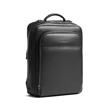 MaverickCo. Maverick Co Windsor Mens Leather Laptop Backpack Work Travel Tech Business Nylon Stylish College Daypack Black