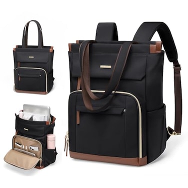 GOLF QUALITY Convertible Daypack Laptop Backpack for Women Men Carry on Tote Backpack Bookbag for College Work Nurse Travel16InchBlack