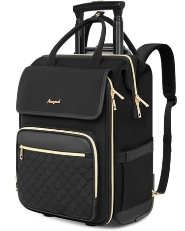 Arcoyard Rolling Backpack for Women Travel Rolling Laptop Backpack with Wheels Vertical Horizontal Storage 2 In 1 FlipTop Design WaterResistant Overnight College Underseat Carry on Luggage