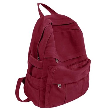 GAMLFL Burgundy Red Canvas Backpack for Women Retro Aesthetic Rucksack Basic Backpack for High SchoolCollege Students Travel Laptop Bag