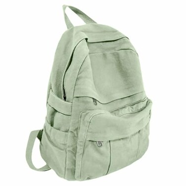 GAMLFL Sage Green Canvas Backpack for Women Retro Aesthetic Rucksack Basic Backpack for High SchoolCollege Students Travel Laptop Bag
